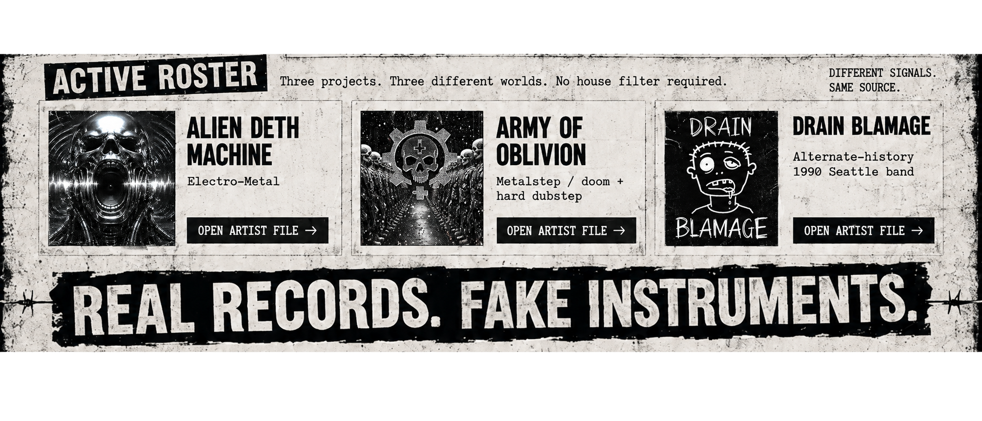 Active roster — Alien Deth Machine, Army of Oblivion, Drain Blamage