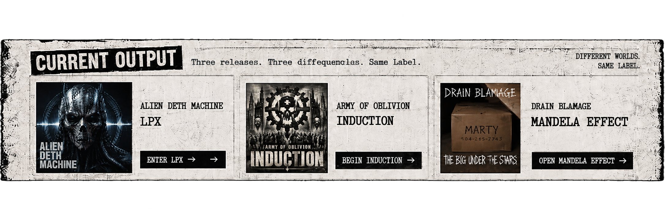 Current Output — Artificial Evil releases and LPXs