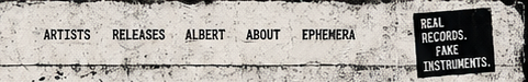 Artists, Releases, Albert, About, Ephemera — printed menu artwork